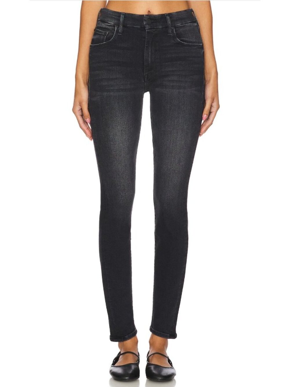 Mother The Looker Crop Ankle Skinny Jeans Not Today Satan Black Size 28 Stretch